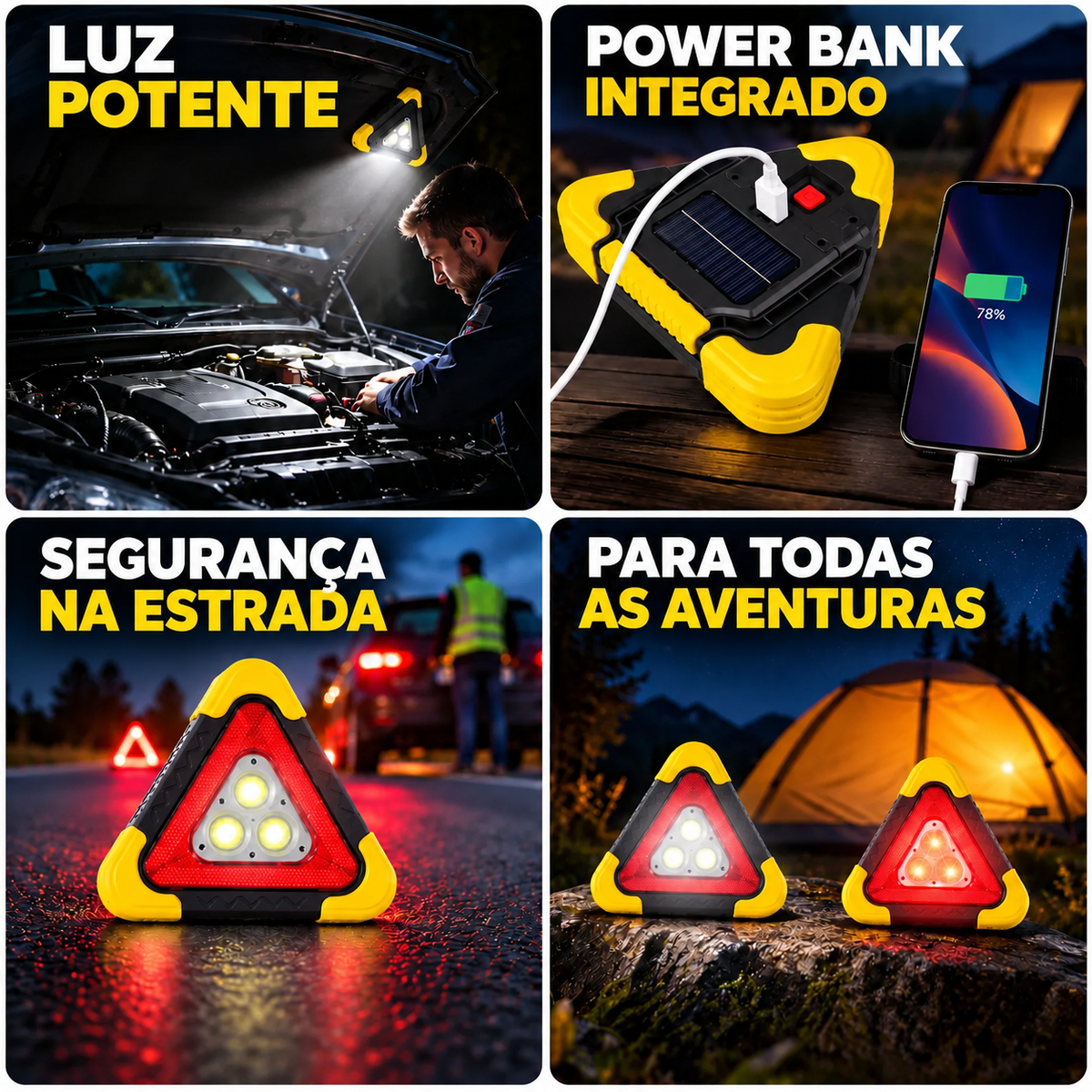 Triángulo de emergencia para coche con luz LED integrada