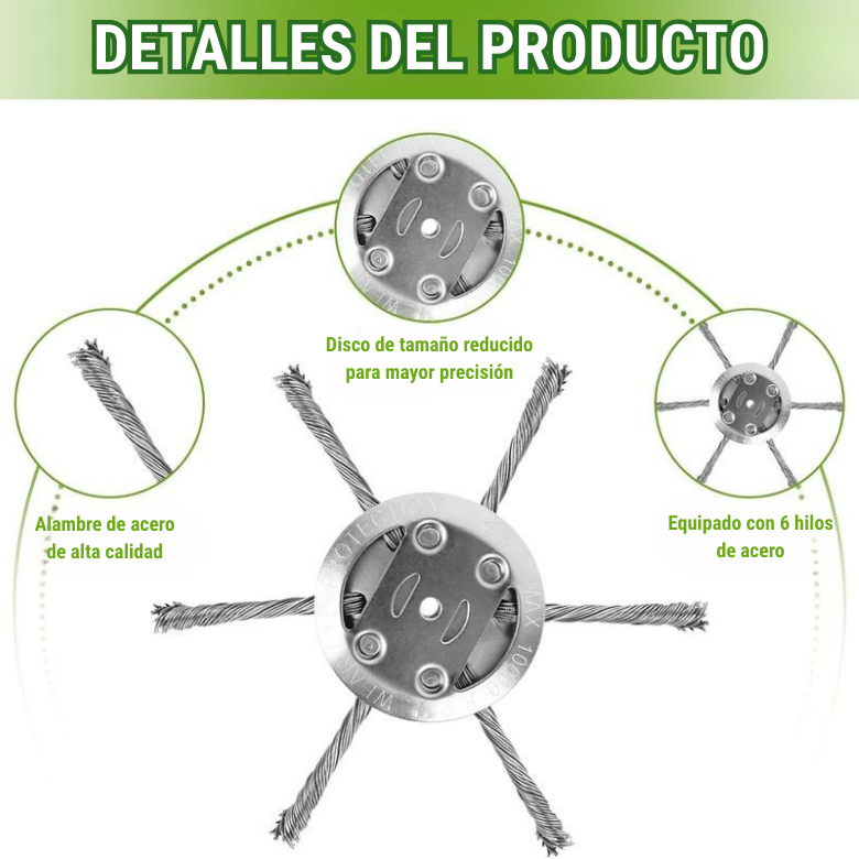🇪🇸 El cabezal del cortacésped tiene 6 bordes de acero inoxidable (Accesorios incluidos)
