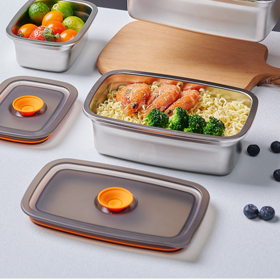 [Set 6 + 🎁3 Gratis] Contenedor de alimentos duradero de acero inoxidable 316 (19 x 13,5 x 5,5 cm) ✨