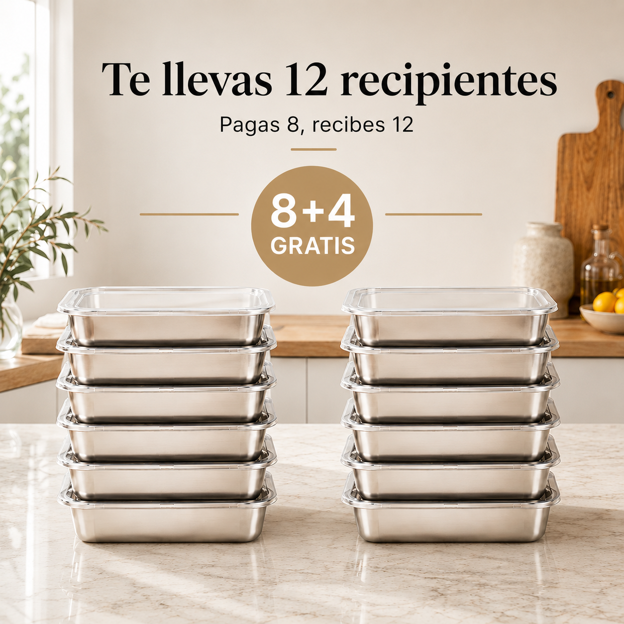 Tuppers Meal Prep de 2000ML — Acero Inoxidable Alemán