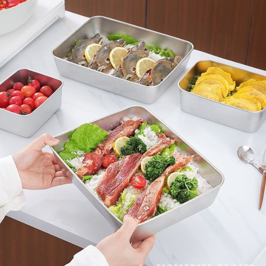 Caja de alimentos de acero inoxidable 304 (25*20*6 cm)