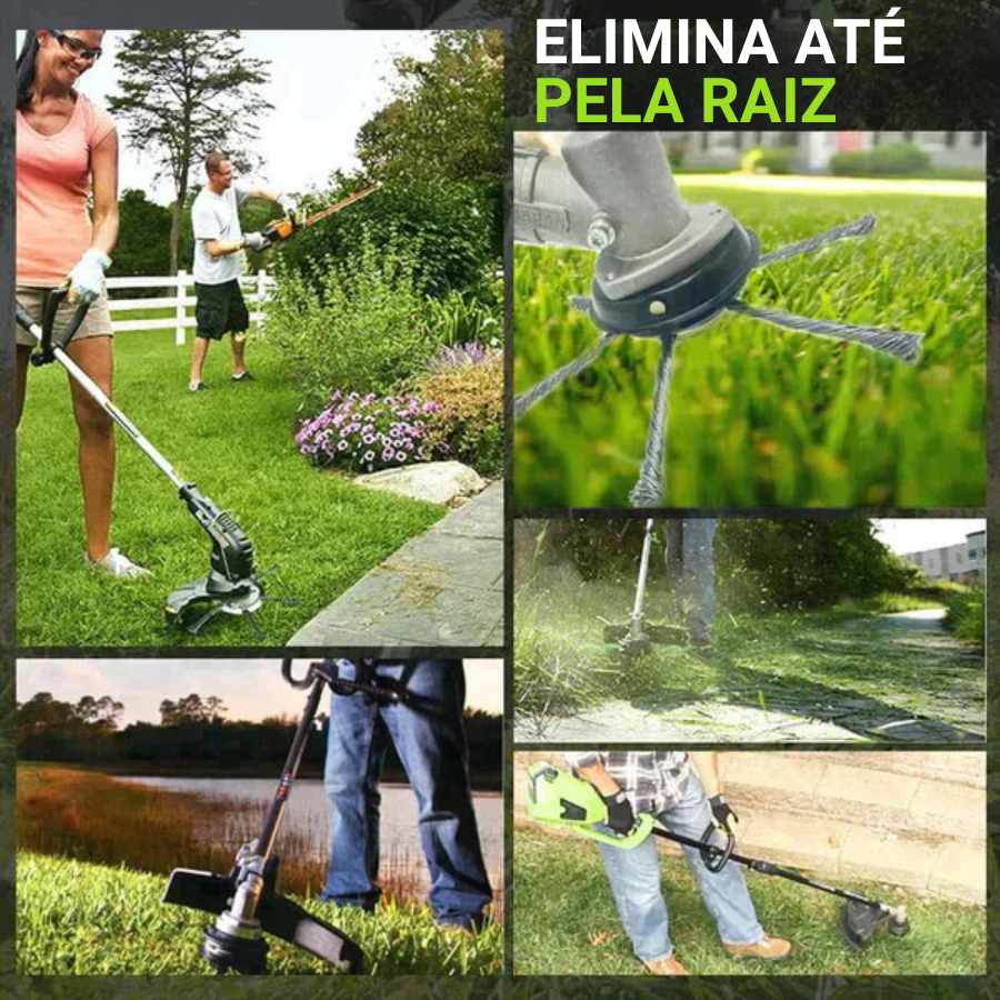 🇵🇹 A cabeça do cortador de relva possui 6 lâminas em aço inoxidável (Acessórios incluídos)