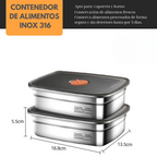 [Set 6 + 🎁3 Gratis] Contenedor de alimentos duradero de acero inoxidable 316 (19 x 13,5 x 5,5 cm) ✨