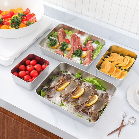 Caja de alimentos de acero inoxidable 304 (25*20*6 cm)