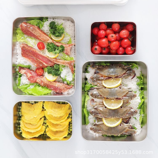 [SET 6 +🎁 3 Gratis] Caja de alimentos de acero inoxidable 304 (25*20*6 cm)