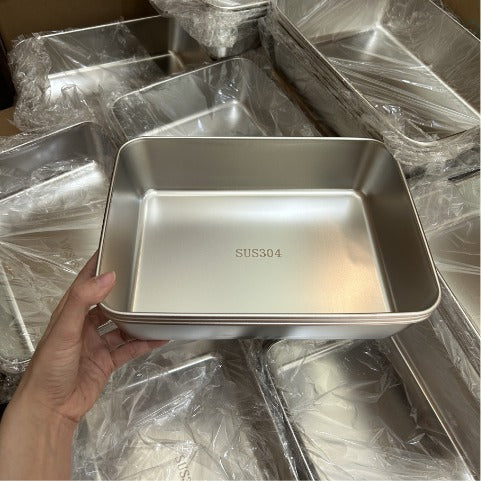 Bandeja de Acero Inoxidable 304 con Tapa Hermética (2.1 L – 26 × 20 × 6 cm) | ¡70% DE DESCUENTO!