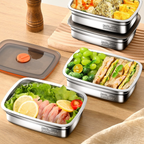 [Set 6 + 🎁3 Gratis] Contenedor de alimentos duradero de acero inoxidable 316 (19 x 13,5 x 5,5 cm) ✨
