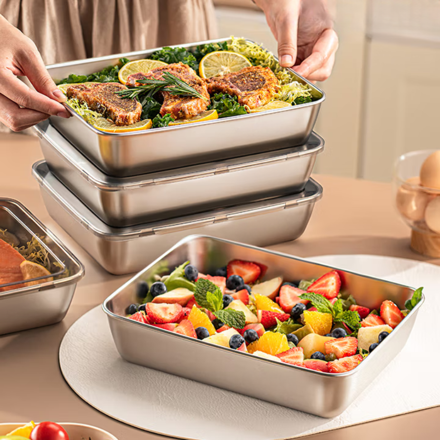 🇪🇸 (Compra 6 + 3 gratis) Cajas para alimentos de acero inoxidable alemán 304