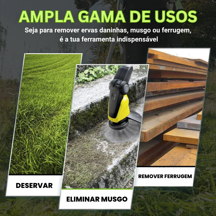 🇵🇹 A cabeça do cortador de relva possui 6 lâminas em aço inoxidável (Acessórios incluídos)
