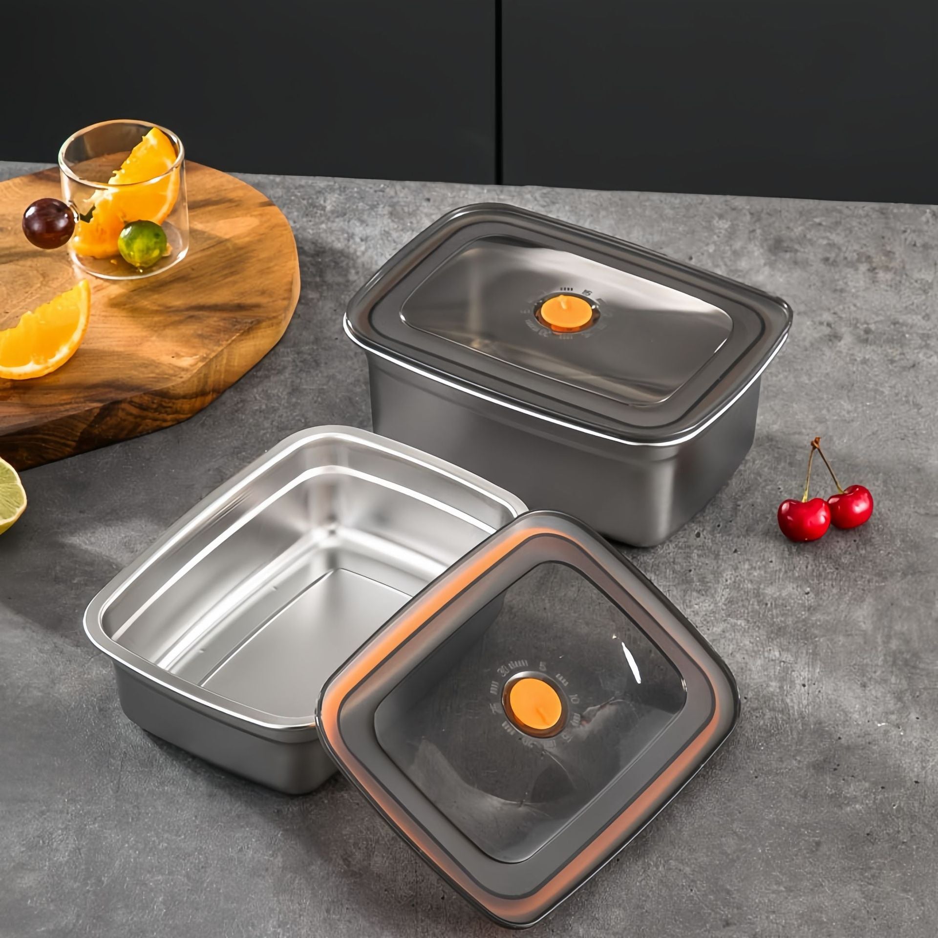 ⚜️ Recipientes Para Alimentos De Acero Inoxidable Alemán 316 Con Tapa Al Vacío