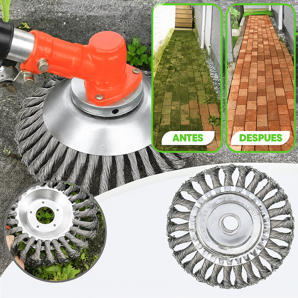 ⚡ Hoja de Corte de Césped de Alambre de Acero Súper Resistente 360° (Incluye Kit de Adaptadores)