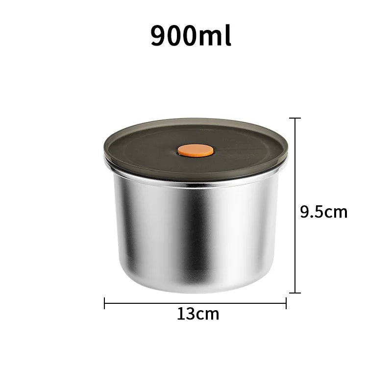 🧀 Caja Redonda de Acero Inoxidable Antibacteriano con Tapa al Vacío