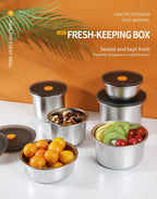 🧀 Caja Redonda de Acero Inoxidable Antibacteriano con Tapa al Vacío