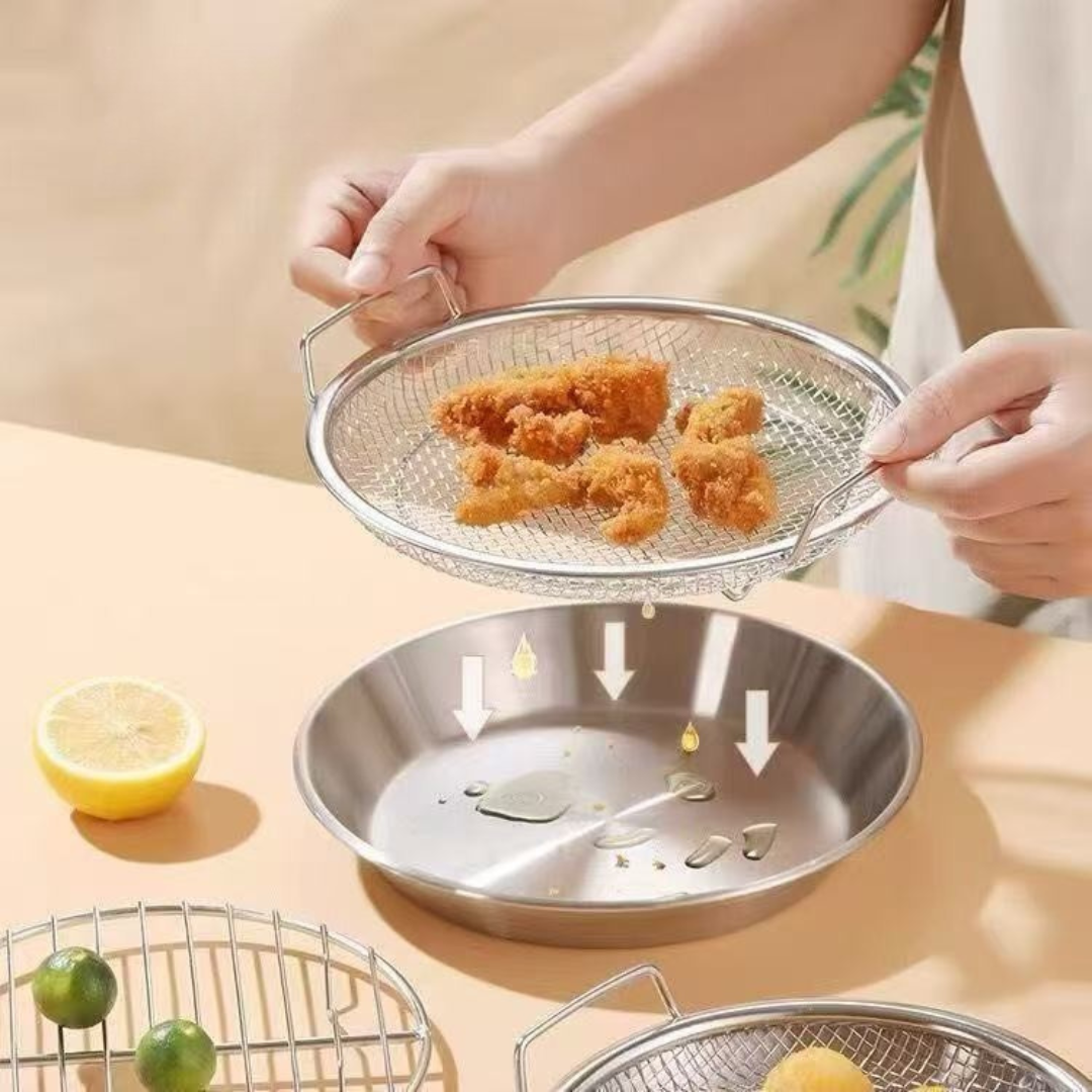 Juego De Bandejas Con Rejilla Para Escurrir Aceite Multiusos