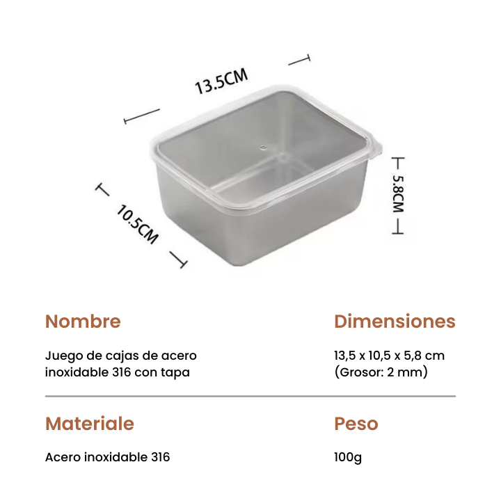 Mini bandeja de acero inoxidable estilo japonés (13,5 x 10,5 x 5,8 cm) (L)