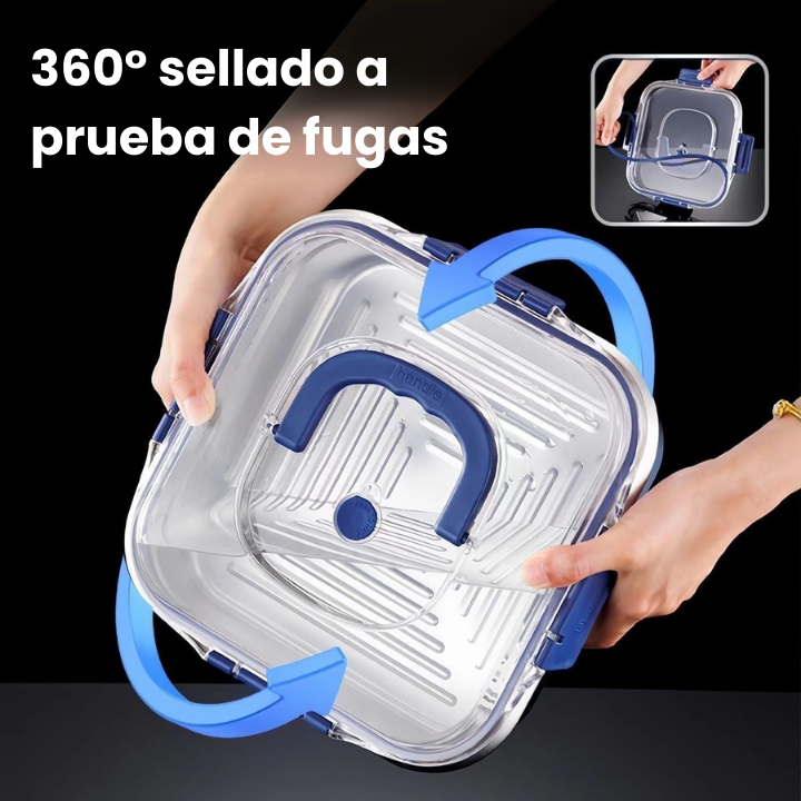 Caja grande para almacenamiento de alimentos de acero inoxidable 316 capacidad 1800 ml