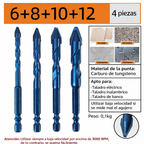 💥70% DE DESCUENTO | Juego De 4 Brocas De Titanio Multifuncionales (4 Medidas 6/8/10/12 MM)