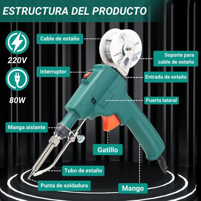 Pistola de soldadura térmica multifuncional de 80W portátil
