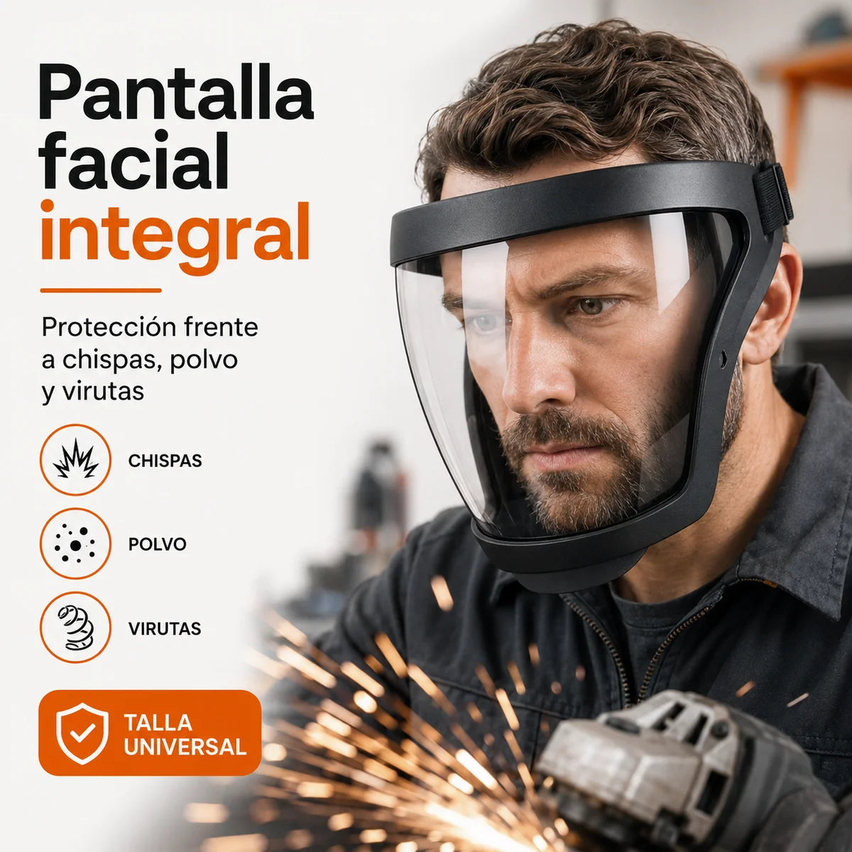 Protección completa para el rostro y las vías respiratorias.