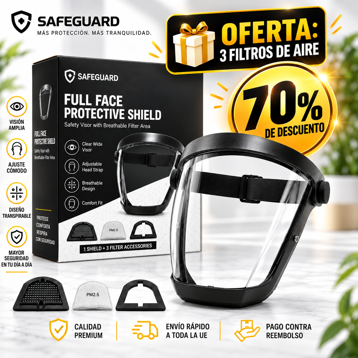 🎁 70% DTO | La pantalla protege la cara, los ojos y las vías respiratorias durante el trabajo.