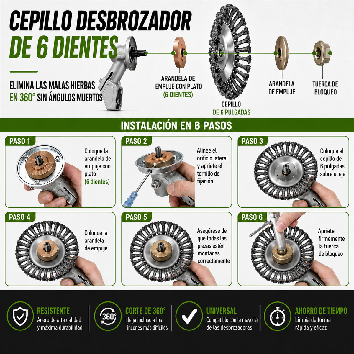 Disco de Alambre de Acero para Desbrozadora | 7 ACCESORIOS