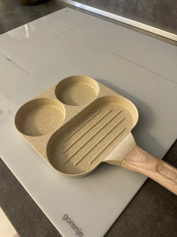 🇪🇸 Sartén de piedra de 4 capas antiadherente, multifuncional con diseño moderno de 3 ángulos