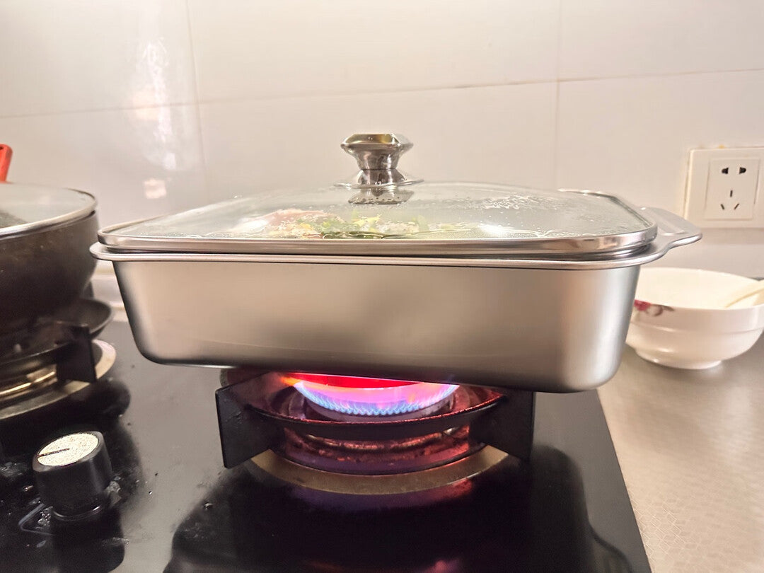 🇪🇸 Bandeja de cocción directa de acero inoxidable 304 macizo de Alemania (3.5 Litros)