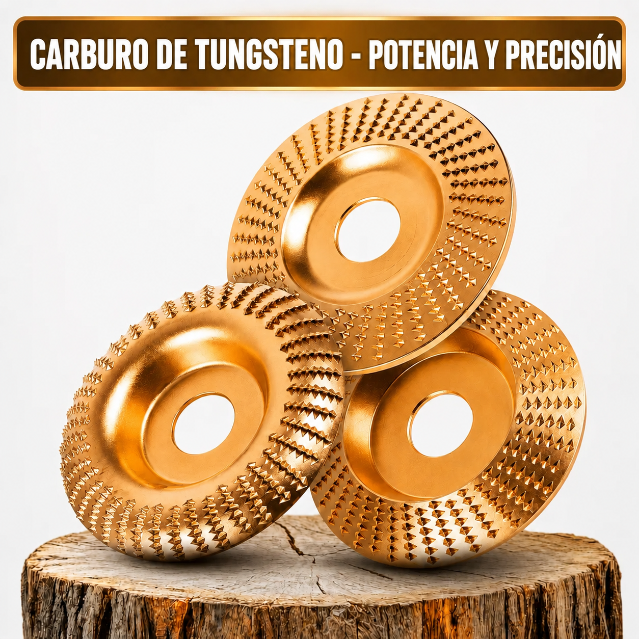 Juego de Discos de Desbaste para Madera — Acero al Carbono (Plano, Curvo + 🎁Inclinado)