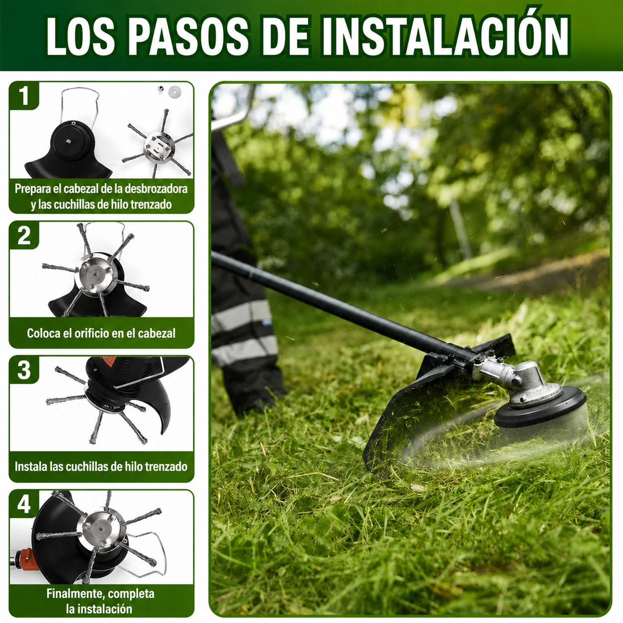 Cabezal Universal para Desbrozadora — 6 Cuchillas de Acero Inoxidable