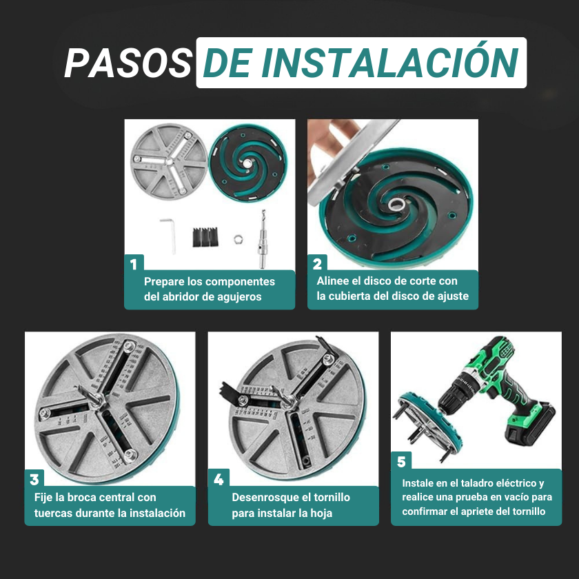 Multifuncional herramienta abreagujeros ajustable - Diámetro de corte: 45-130 mm