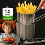 🇪🇸 Olla freidora de 1,2L en acero inoxidable 304 alemán, compatible con cocinas de vitrocerámica e inducción (IH)