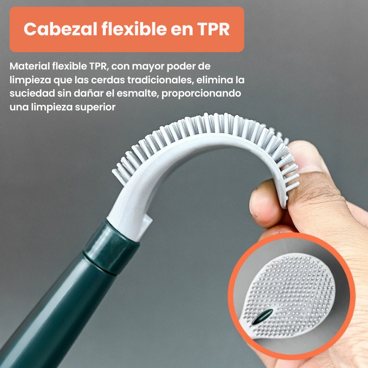 Cepillo de Silicona Flexible para Inodoro con Mango Largo y Colgante de Pared sin Perforación para el Hogar (LG)