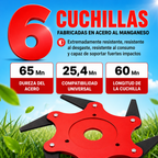 El Cabezal de Corte Tiene 6 Cuchillas Súper Resistentes de Acero al Manganeso (Accesorios Incluidos)