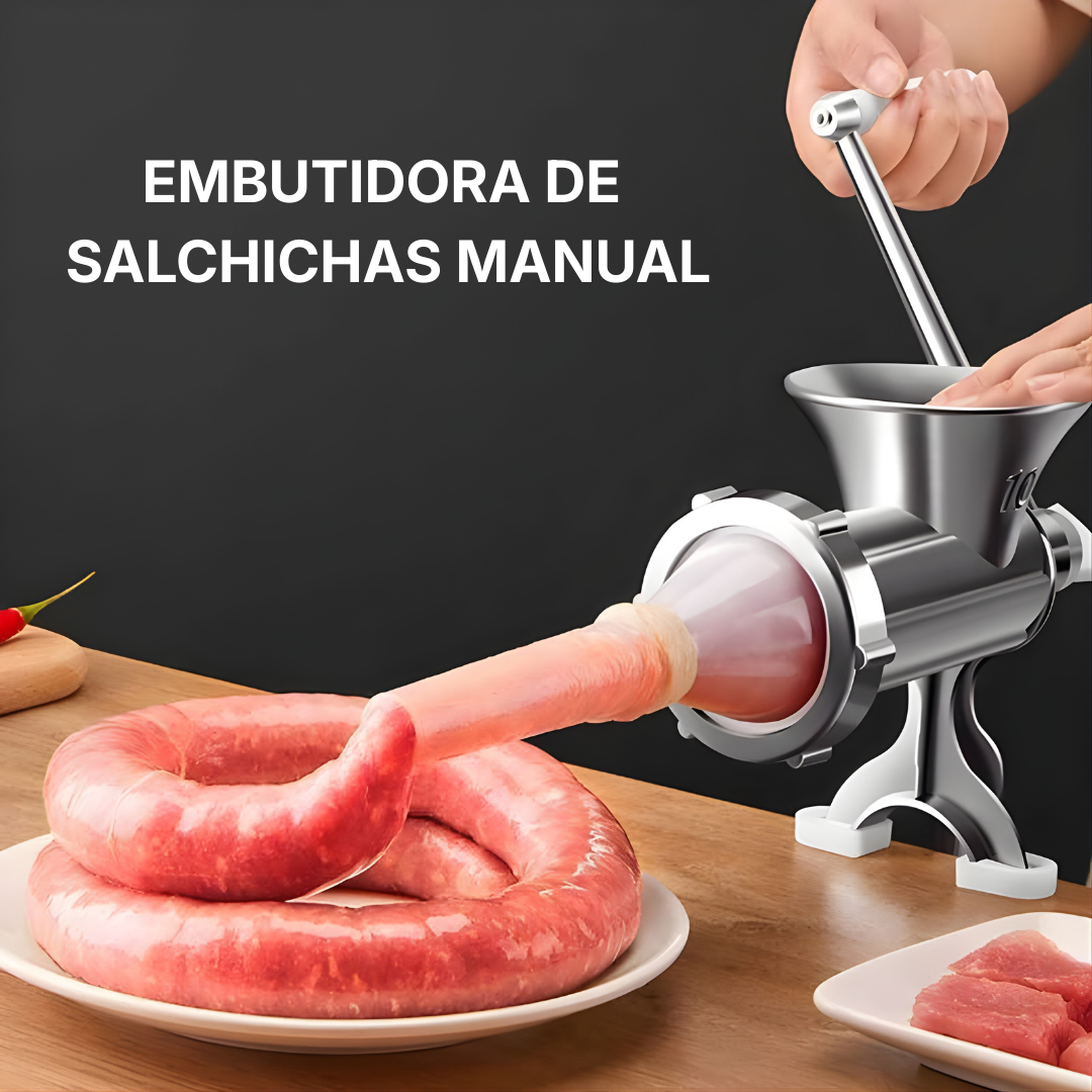 ⚡ Picadora de carne manual doméstica con embutidora de salchichas, compacta y práctica