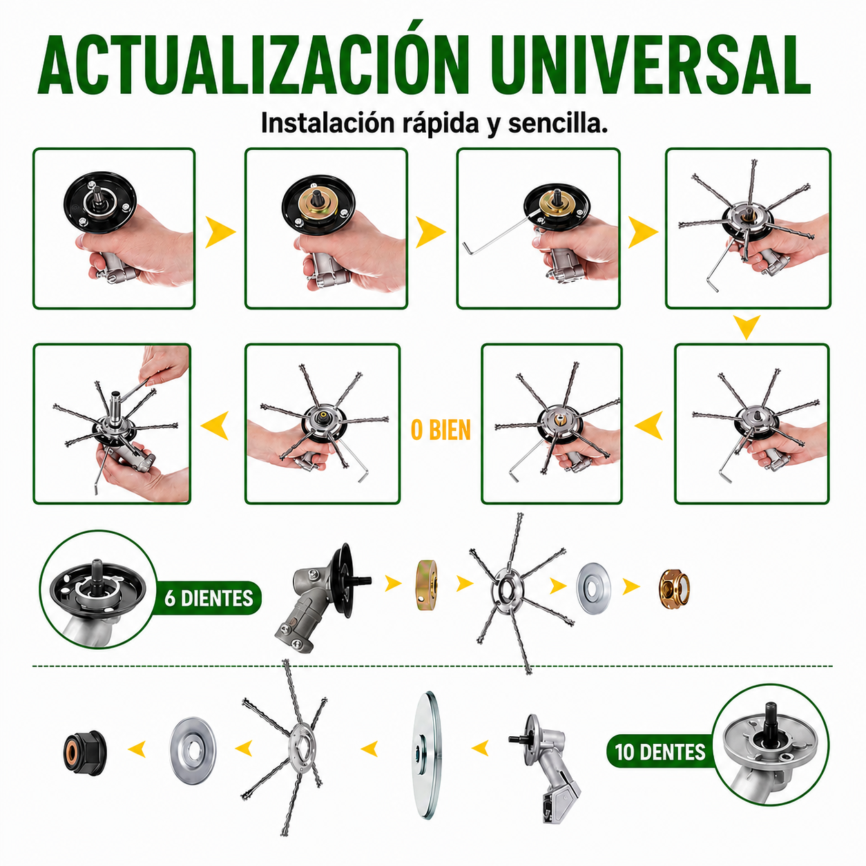 Cabezal Universal para Desbrozadora — 6 Cuchillas de Acero Inoxidable