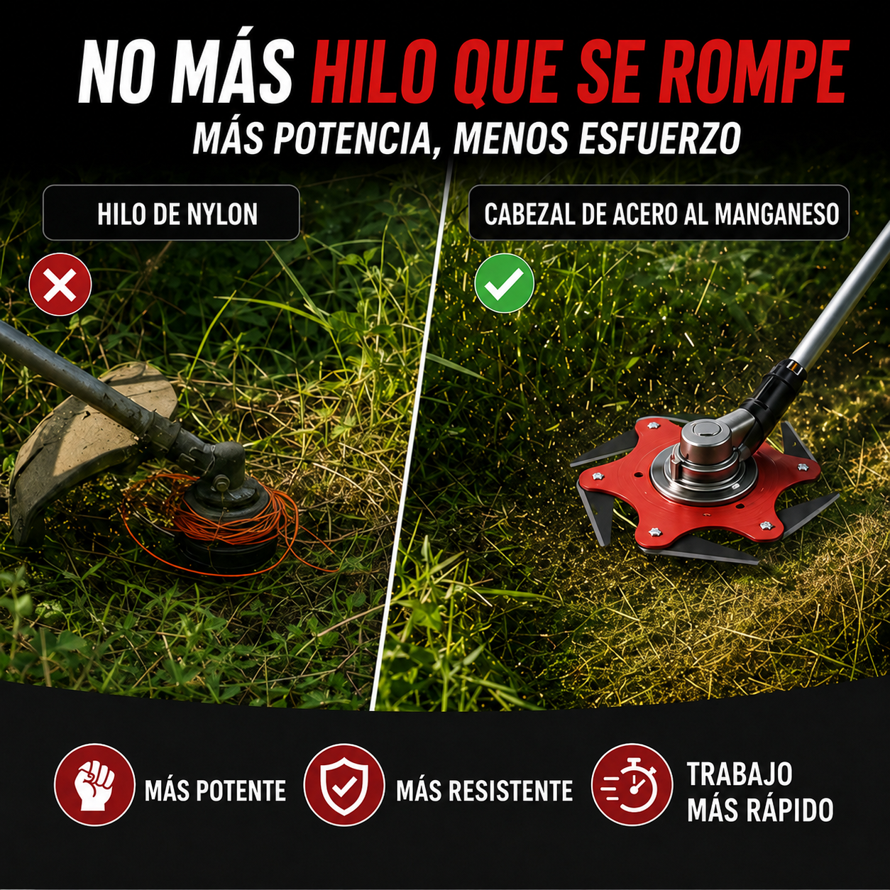 Cabezal desbrozadora 6 cuchillas acero manganeso