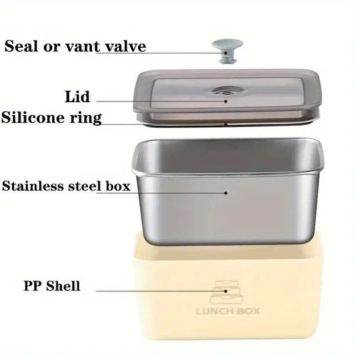 Scatola Antibatterica a Doppio Strato in Acciaio Inox (Con Coperchio Incluso)