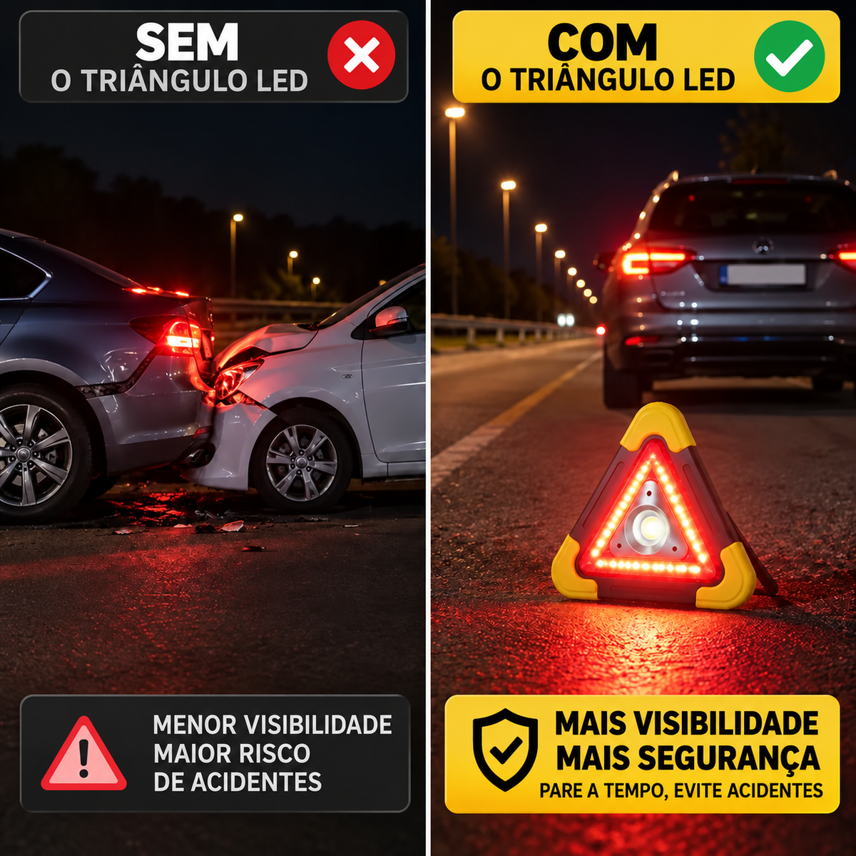 Triángulo de emergencia para coche con luz LED integrada