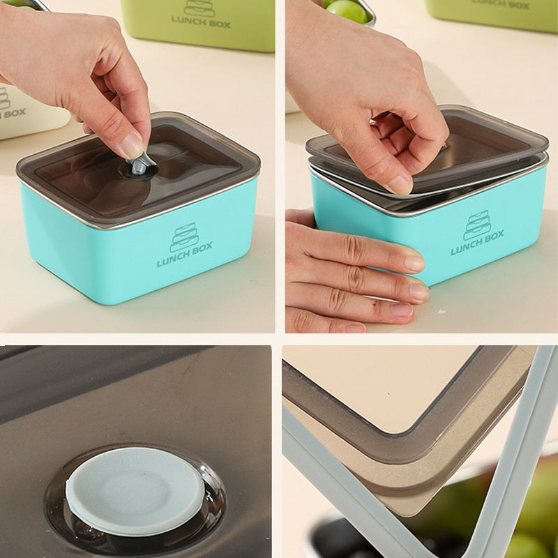 Scatola Antibatterica a Doppio Strato in Acciaio Inox (Con Coperchio Incluso)