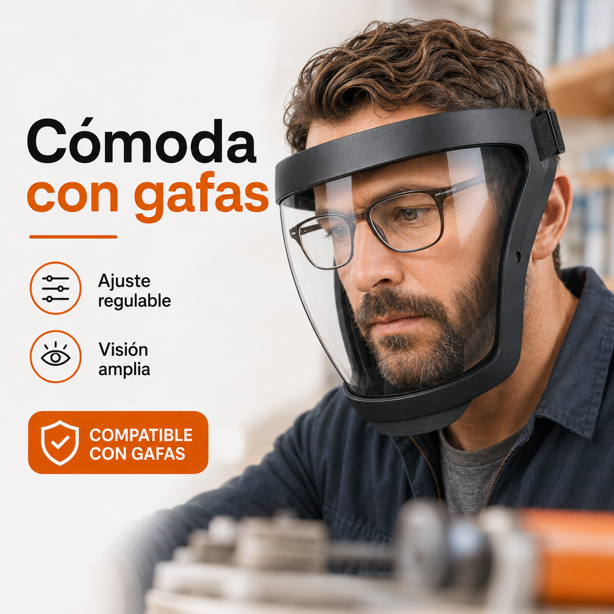 Visera protectora facial completa — protección EN166
