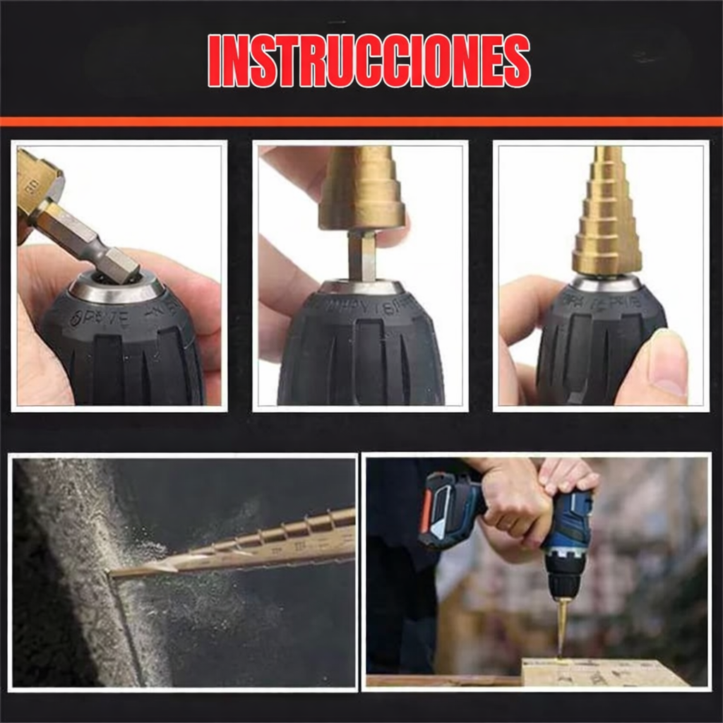 TitanDrill™ – Juego De Brocas Escalonadas De Titanio (6 Brocas Multifuncionales)