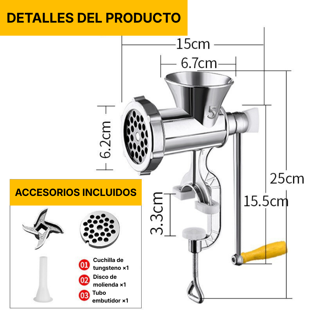 ⚡ Picadora de carne manual doméstica con embutidora de salchichas, compacta y práctica