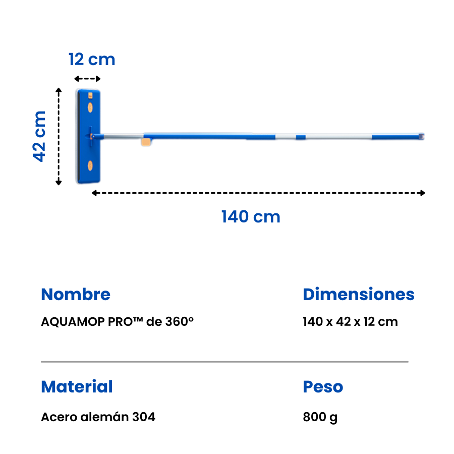 🇪🇸 AQUAMOP PRO™ a 360° - Mopa autoescurrible de acero inoxidable alemán 304