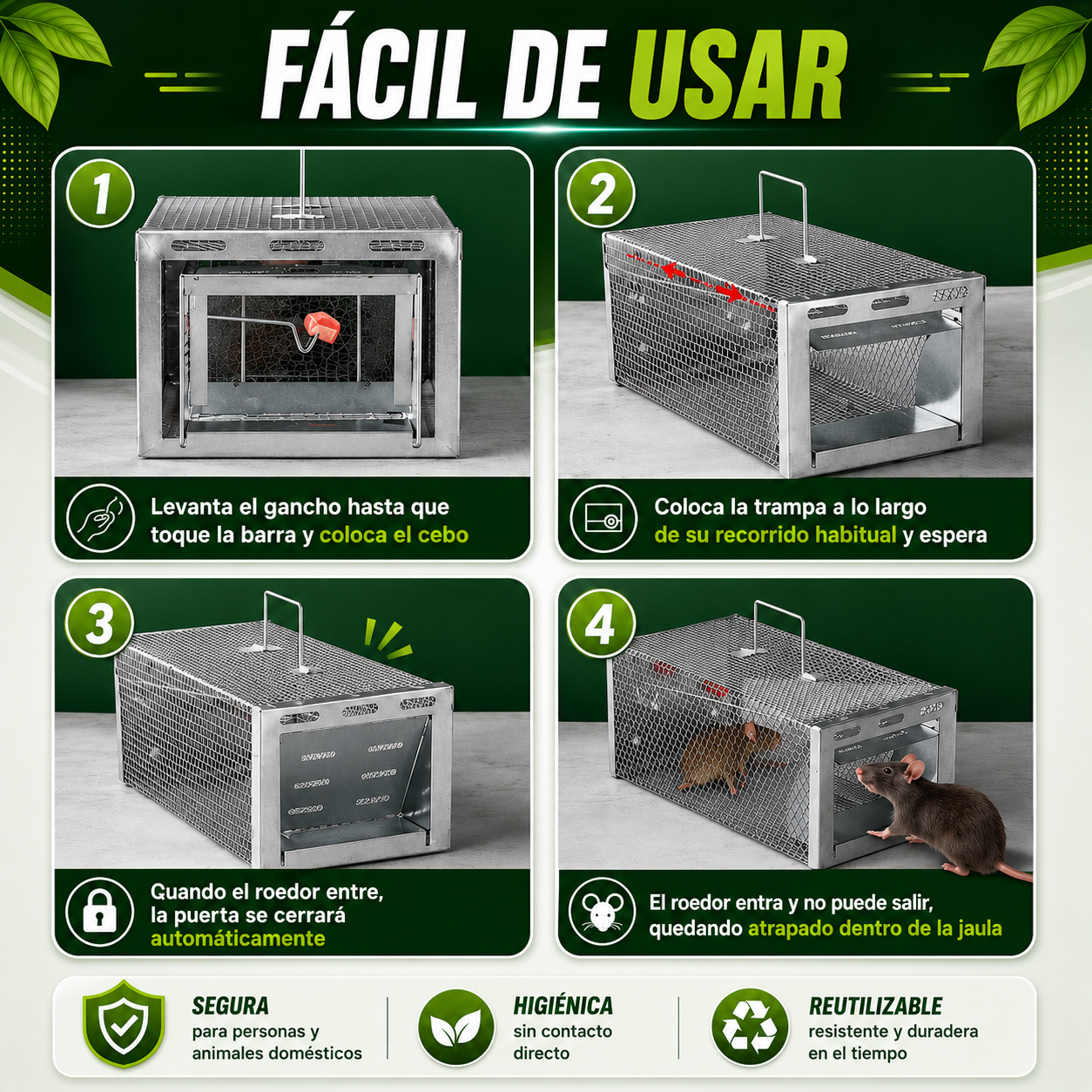 BestSeller™ - Jaula Trampa Humanitaria para Ratones, Ratas y Ardillas Vivas