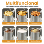 🇪🇸 Olla freidora de 1,2L en acero inoxidable 304 alemán, compatible con cocinas de vitrocerámica e inducción (IH)