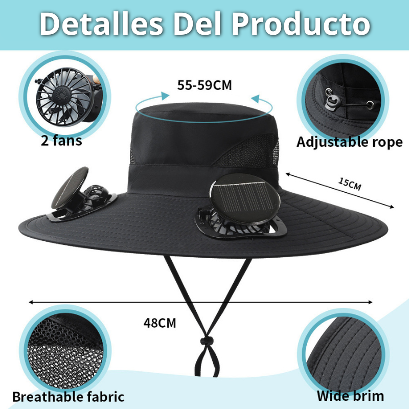 💥70% DE DESCUENTO | Sombrero Con Ventilador Solar