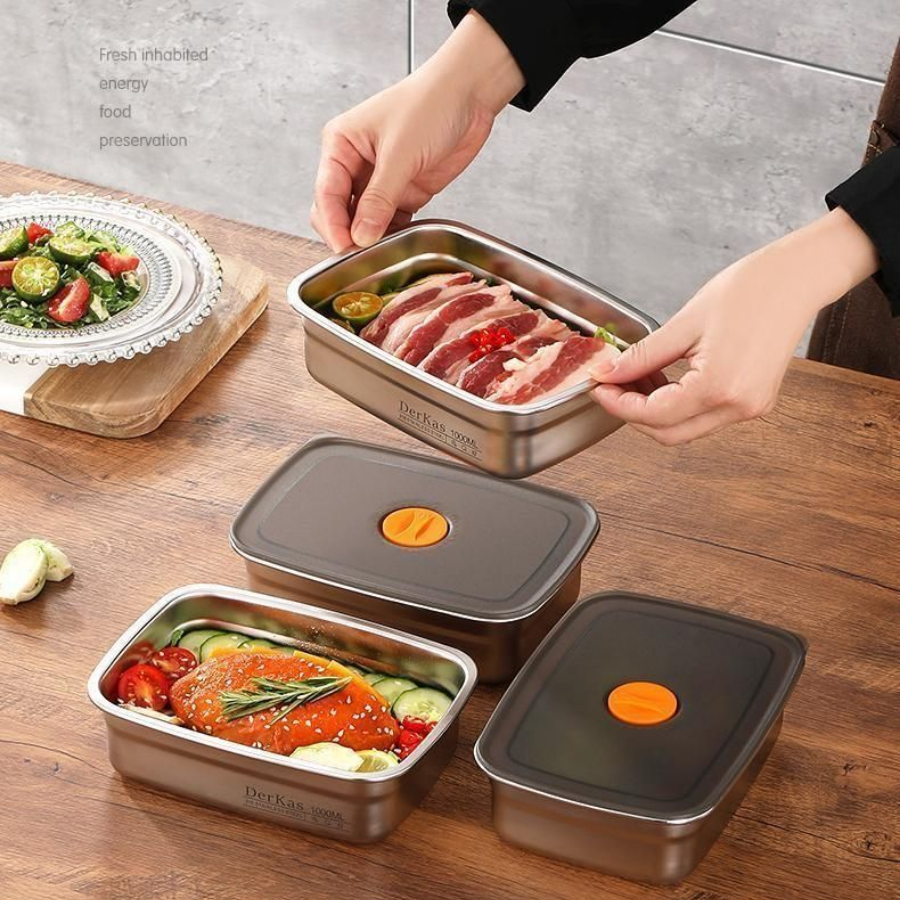 [Set 6 + 🎁3 Gratis] Contenedor de alimentos duradero de acero inoxidable 316 (19 x 13,5 x 5,5 cm) ✨