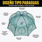 Red trampa de pesca plegable 96 cm | Múltiples entradas | Para agua dulce