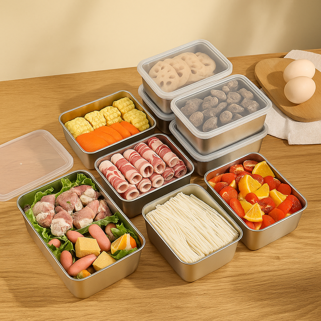 Mini bandeja de acero inoxidable estilo japonés (13,5 x 10,5 x 5,8 cm) (L)