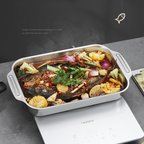 Bandeja De Cocción De Acero Inoxidable De Alta Calidad Con Tapa (33*19*5,5 cm)